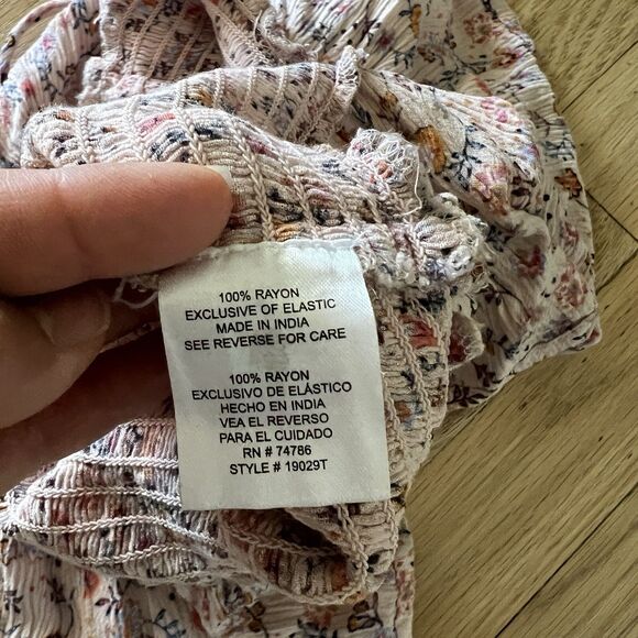 Patrons Of Peace Med Pink Floral Halter Tank Top Ruffle‎ Smocked Stretch Boho - Picture 9 of 9